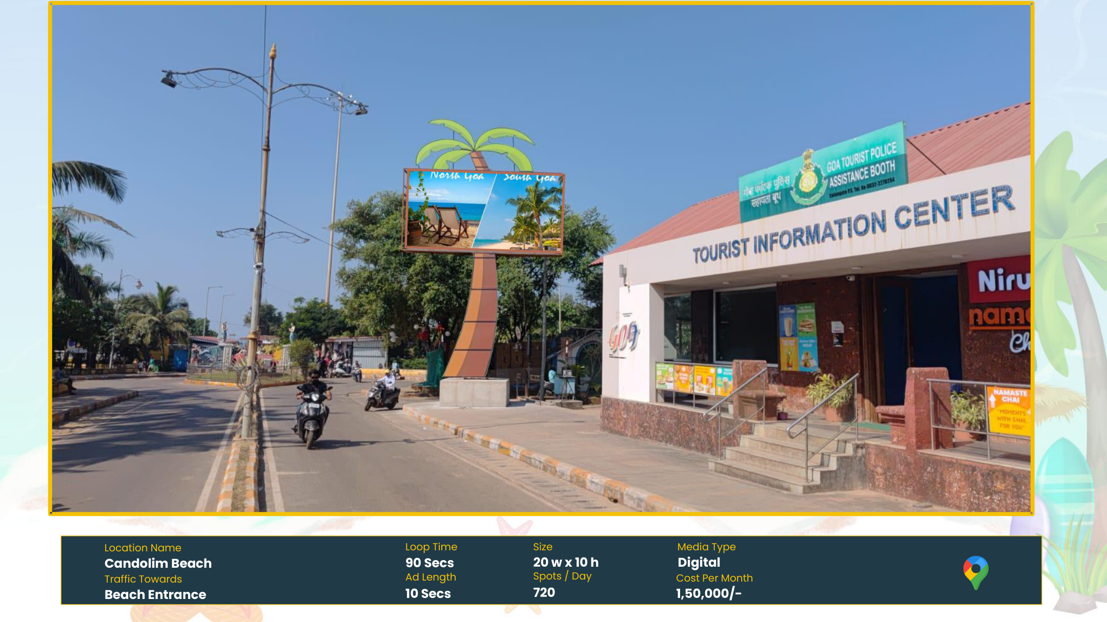 Candolim beach entrance digital media site in North Goa