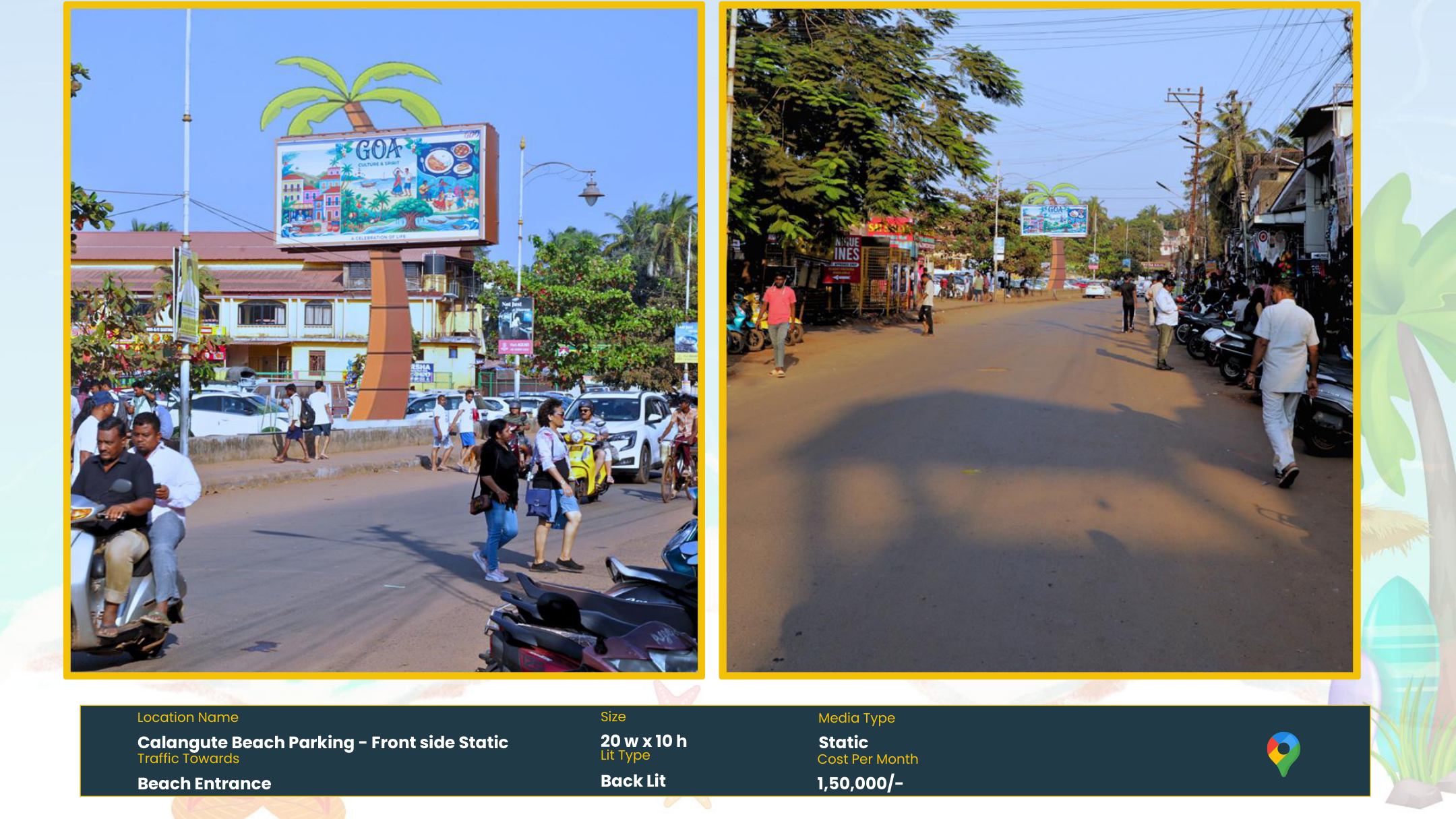 Calangute static media inventory in North Goa