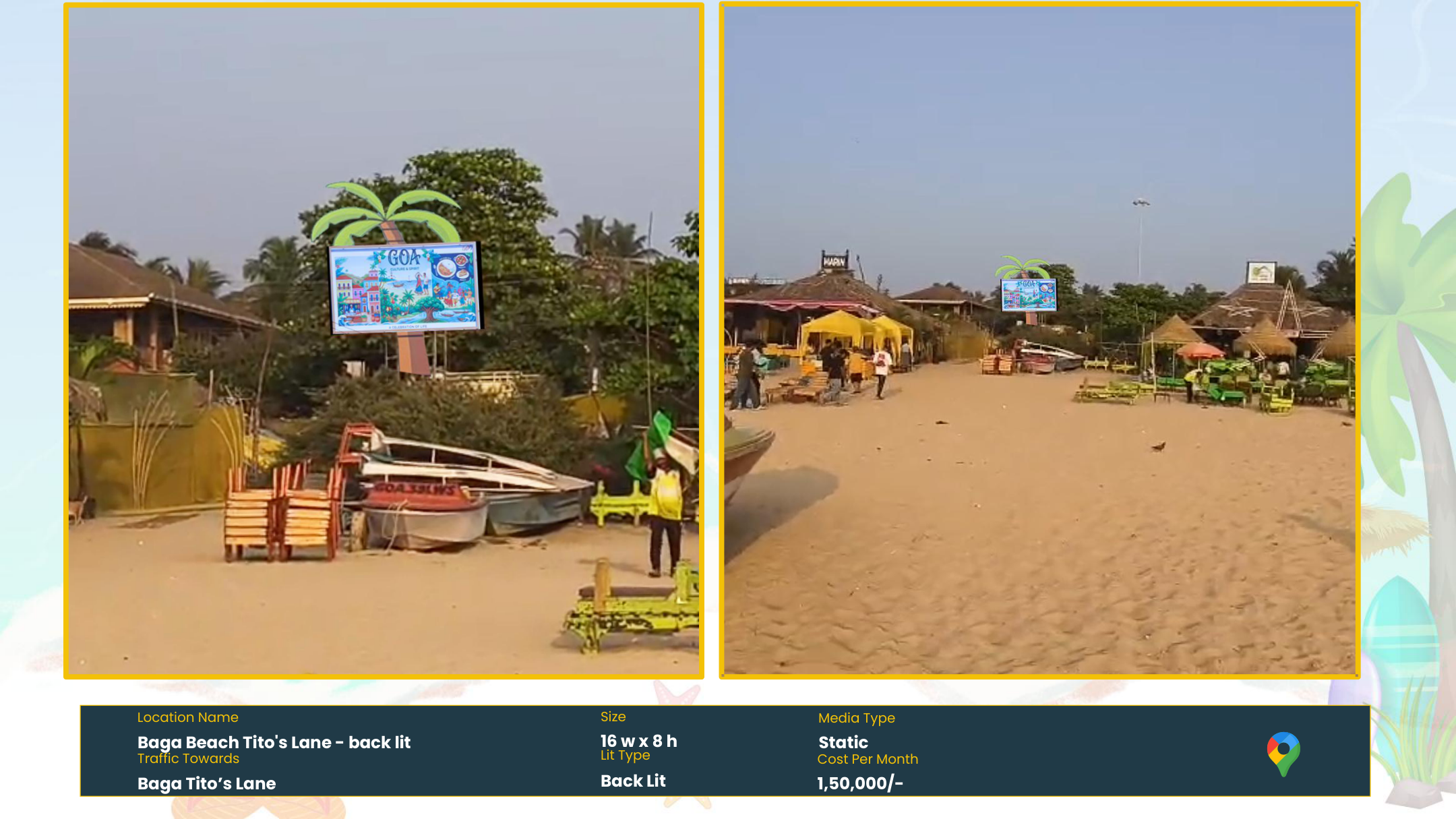 Baga static media route in North Goa